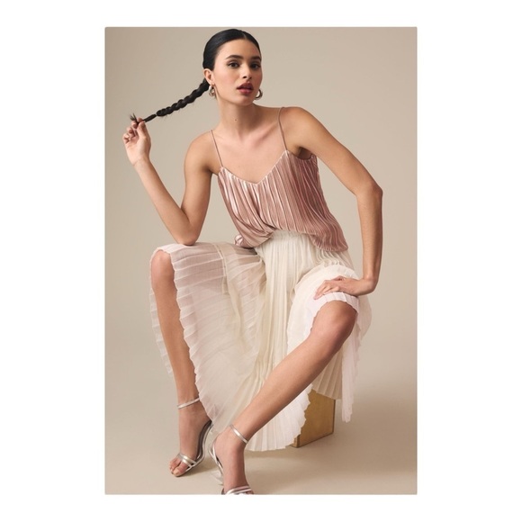 4SI3NNA Metallic Pleated Cami in Pink NWT - Picture 1 of 5